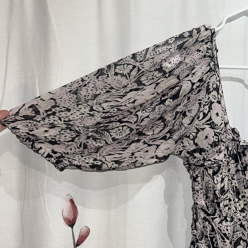 Anthropologie Floral Black and White Women's Dress Size Small - Picture 6 of 11